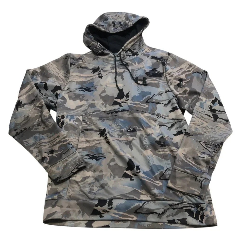 Under Armour Iso-Chill Camo Hoodie Sweatshirt Gray Blue Men's  Medium Athletic